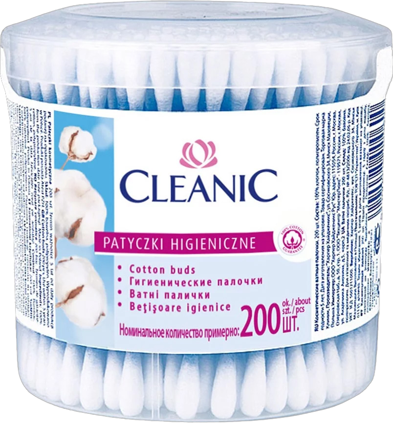 CLEANIC CLEANIC COTTON COTTON BUDS BUDS 200PCS ROUND BOX