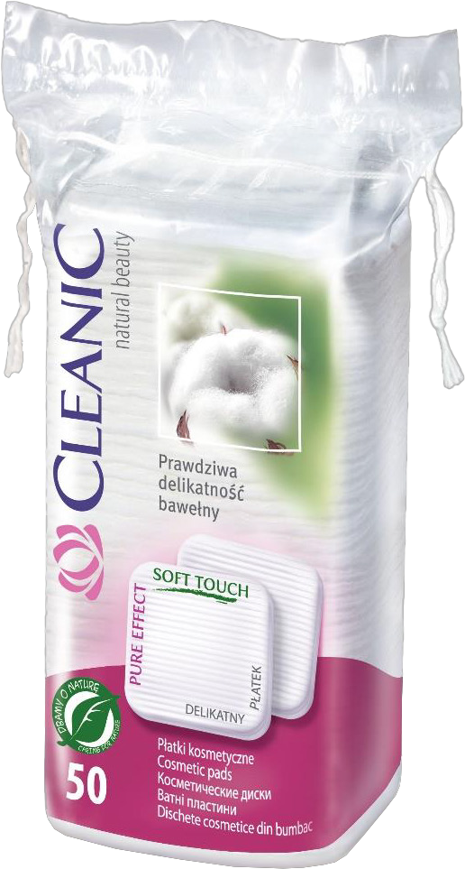 CLEANIC COTTON PADS PURE EFFECT PADS PUREEFFECT 50PCS SQUARE