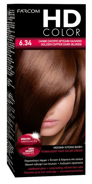 FARCOM HD HAIR COLOR 60ML 6.34 COLOR 60ML 6.65
